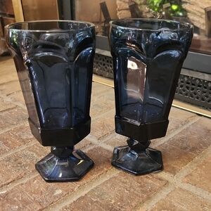Fostoria Water Goblets Or Tea Tumblers Set Of 2 Cobalt Blue